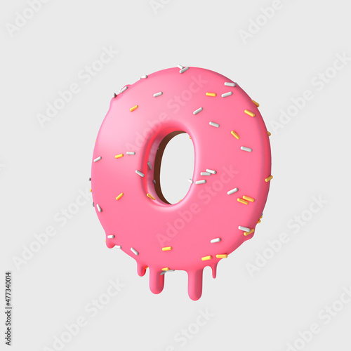3d rendering numbers and elements in format of donuts/cake - 3d cake or donuts zero