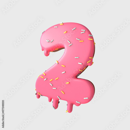 3d rendering numbers and elements in format of donuts/cake - 3d cake or donuts two