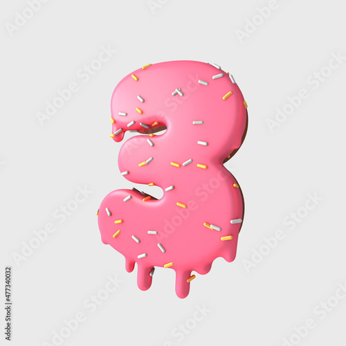 3d rendering numbers and elements in format of donuts/cake - 3d cake or donuts three
