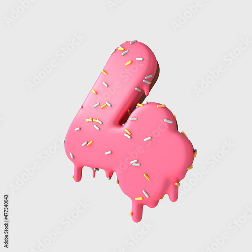 3d rendering numbers and elements in format of donuts/cake - 3d cake or donuts four