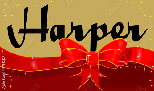Silk Ribbon and Bow With The Girl Name Harper