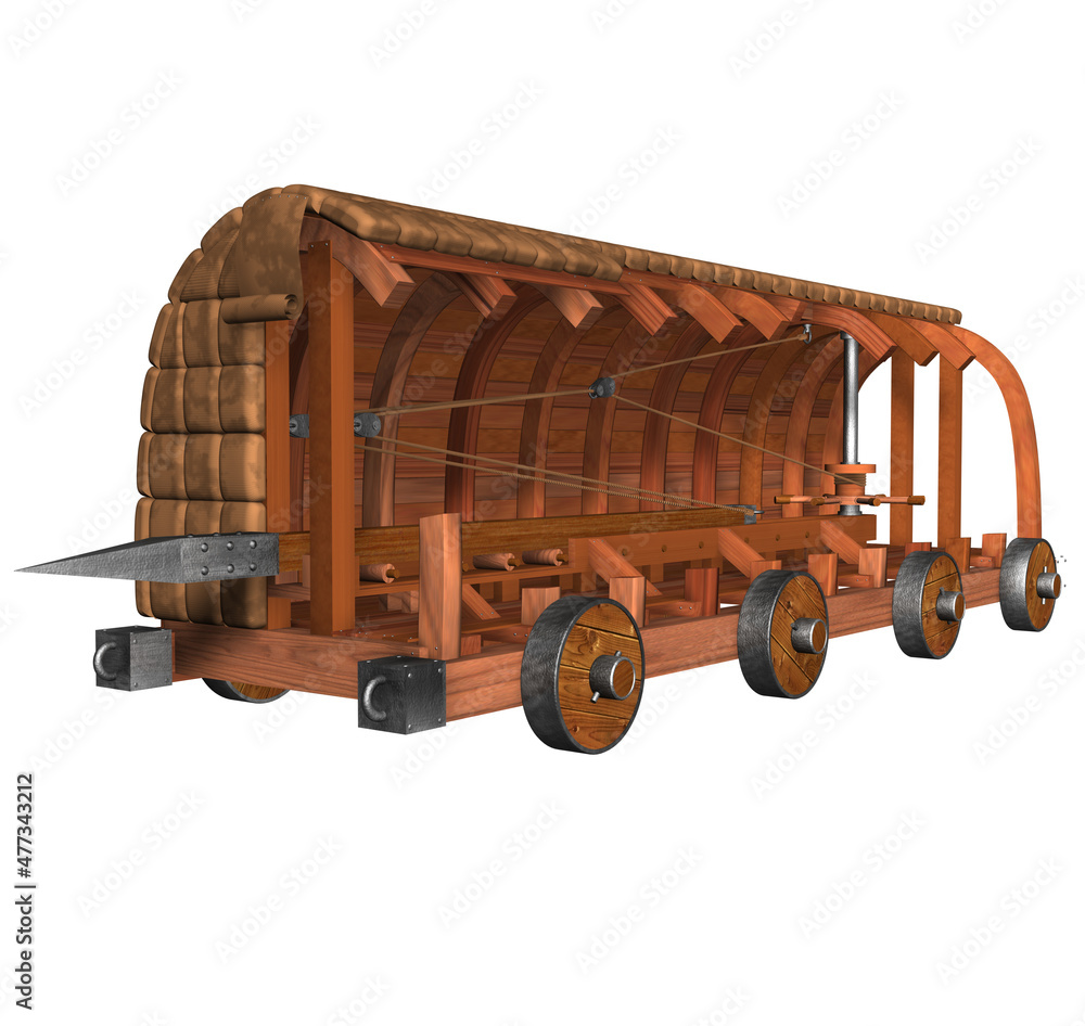 Ancient Roman Battering Ram. 3d Rendering Illustration of a Battering