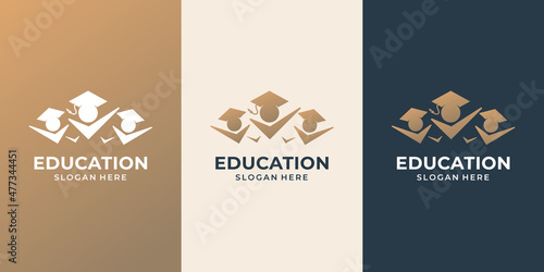 education icon vector logo. Success student consulting logos set collection gold color inspiration design.