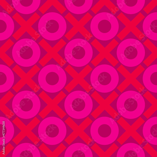 Eepeating XOXO background in red and bright pink over purple background. Seamless and repeating.  photo