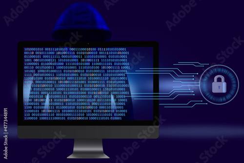 Schilderij op canvas Hacker informatique, protection contre une attaque Cyber Sécurité Numérique
