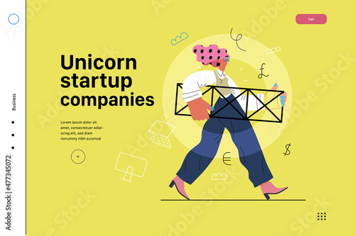 Startup illustration, website landing template. Concept of building new business