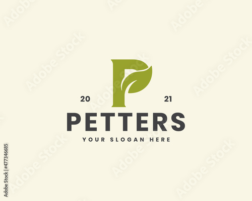 letter p nature logo template