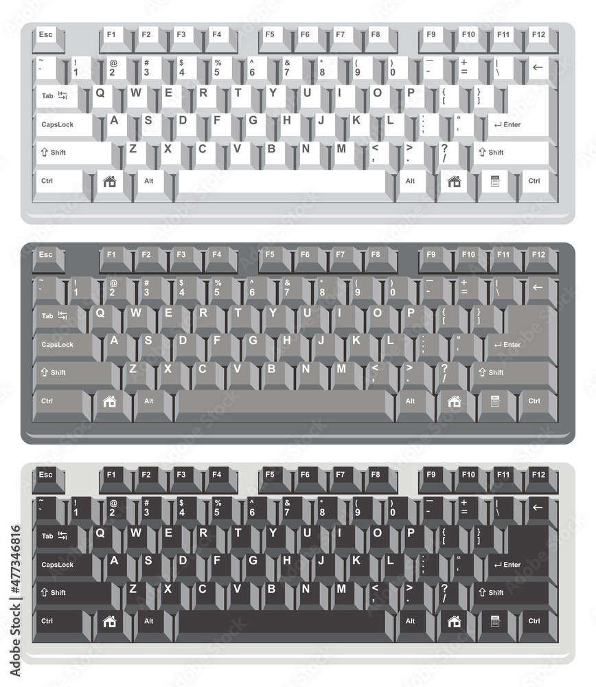 vector flat design of computer keyboards