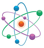 vector flat icon of abstract atom or molecule model