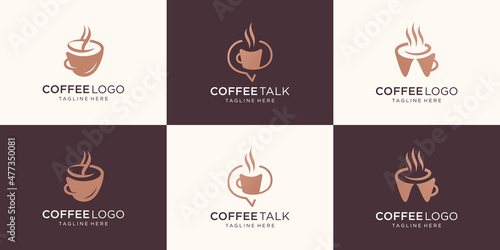 set collection coffee logo template. coffee cup, coffee talk, coffee mug logo, bundle coffee logotype.