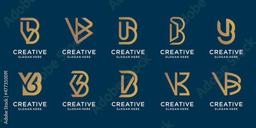 set of creative monogram letter v and letter b design template. collection initial corporate design.