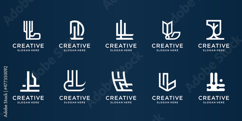 set collection monogram L design template. logotype for business company, fashion, identity, luxury.