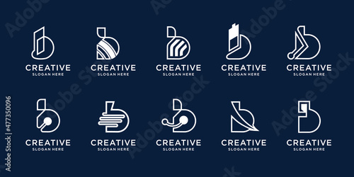 minimalist set letter b premium vector creative collection,abstract monogram template,linear style.