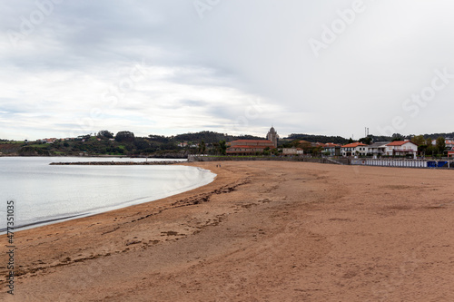 View of the beach of Luanco, a coastal town in Asturias