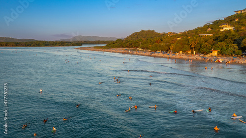 Sticker Tamarindo beach in Costa Rica, aerial from the ocean