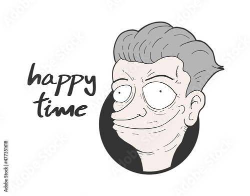 Funny face and happy time message