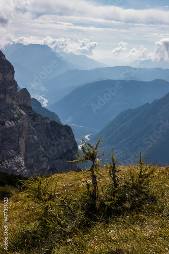 Mountain trail Tre Cime di Lavaredo in Dolomites in Italy