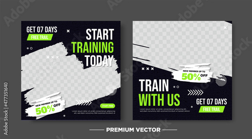 Fitness gym social media post and web banner	