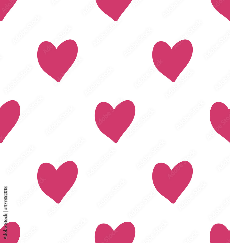 Seamless pattern with red hearts and the inscription love you. Decorative elements backdrop