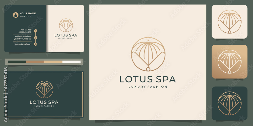 lotus spa logo template with linear concept in circular style design inspiration