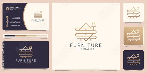 creative furniture logo design inspiration. elegant interior shape concept for business of luxury.