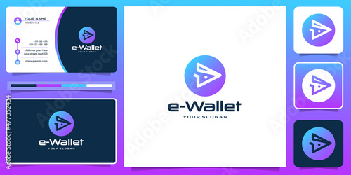 digital wallet modern logo design inspiration. gradient color, circle shape style and business card.