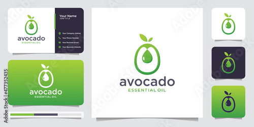 avocado logo design inspiration with business card template in modern gradient color.