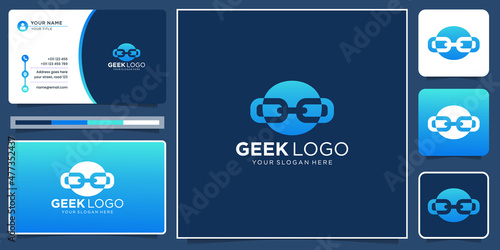 creative concept geek logo design with circle shape style. inspiration geek logo with business card.