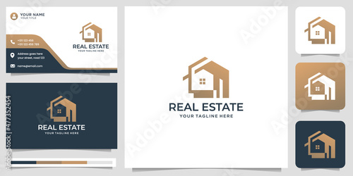 creative of abstract building real estate logo design with business card inspiration.
