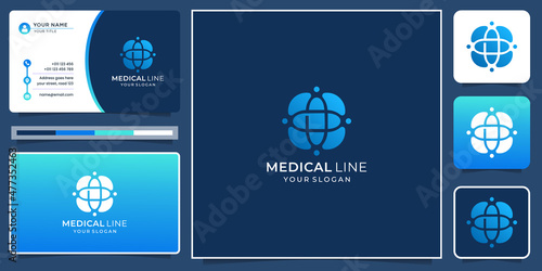 creative of medical logo with business card template modern medical logo,gradient color,inspiration.