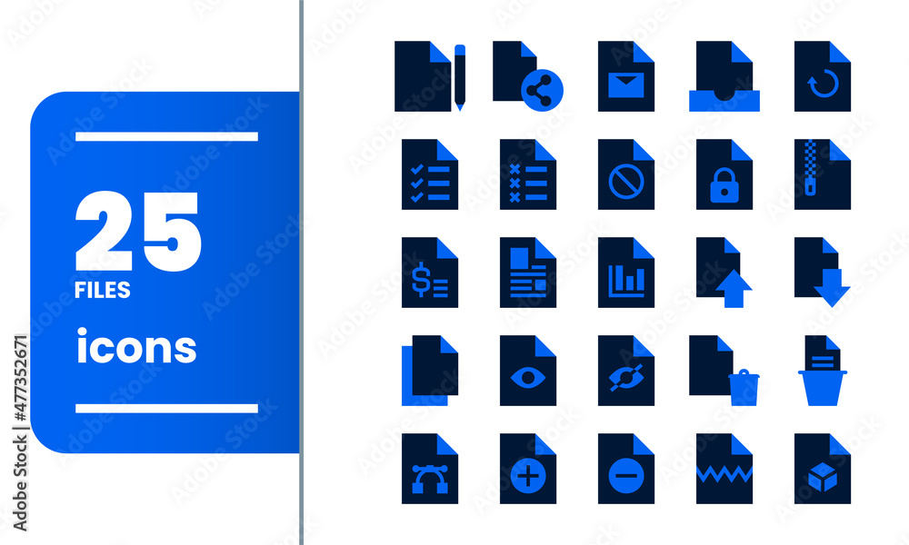 Fototapeta premium File related two colors solid icon set v2. 