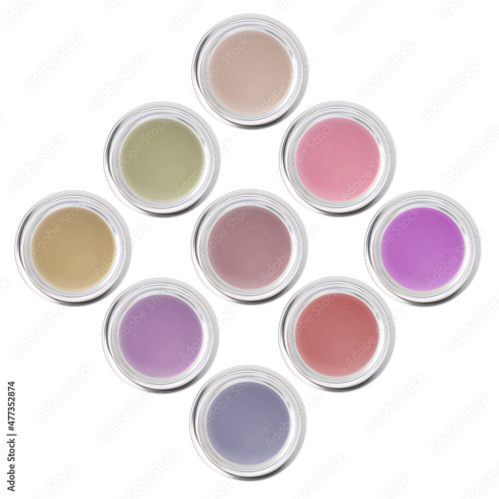 Cosmetics collage with colorfull blush Cosmetics collage with colorfull blush