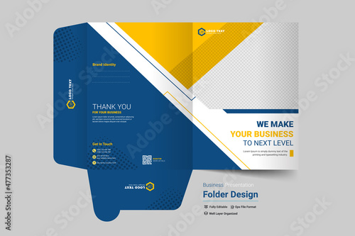 Presentation folder template design, Folder design, cover for catalog, brochures