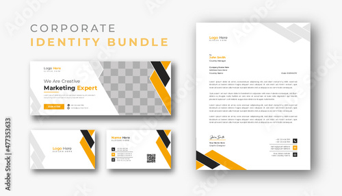 Corporate branding identity design. Professional business Facebook cover page timeline web ad banner template with letterhead, business card design bundle 