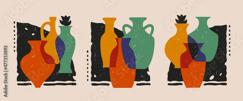 Stampa su tela Vintage ancient ceramic vases