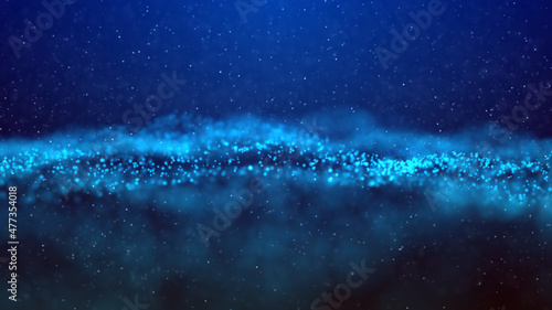 Abstract background with particles waves