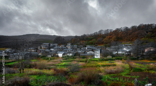 Spectacular views of a rural town, an example of depopulation in Spain. San Ciprian de Sanabria. Zamora. Spain photo