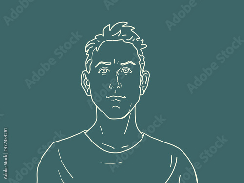 worried young white male portrait, serious emotions. People