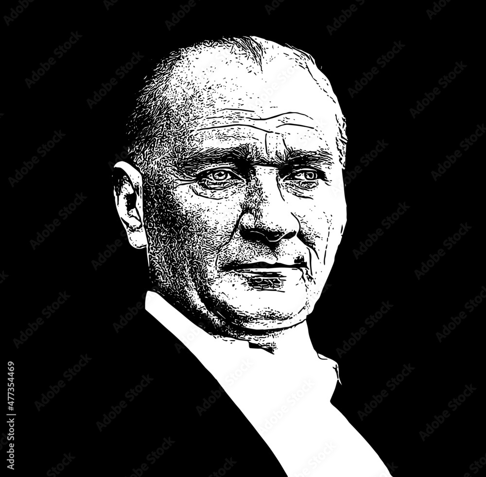 Mustafa Kemal Ataturk vector illustration. He is the founder of modern ...