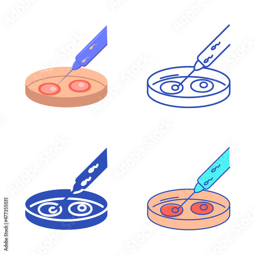 In vitro fertilization icon set in flat and line style