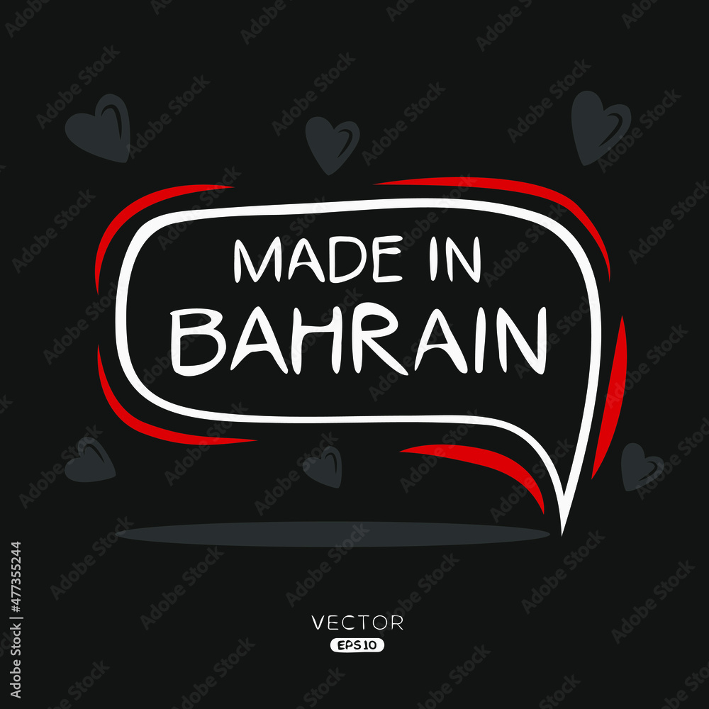Made in Bahrain, vector illustration.