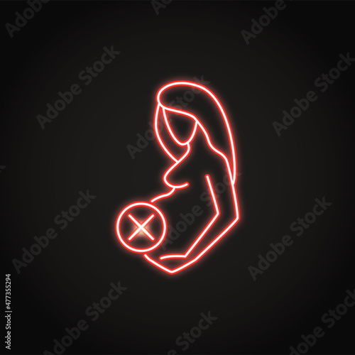 Neon abortion icon in thin line style