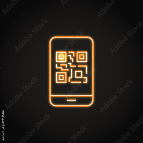 Neon mobile phone with qr code icon