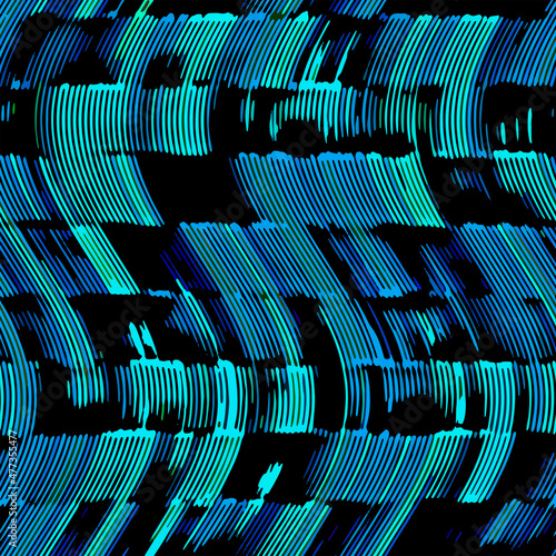 Full Seamless wave lines pattern for fabric printing. Blue vertical design suitable for printing on women's dress. Endless pattern for evening dress fabric.