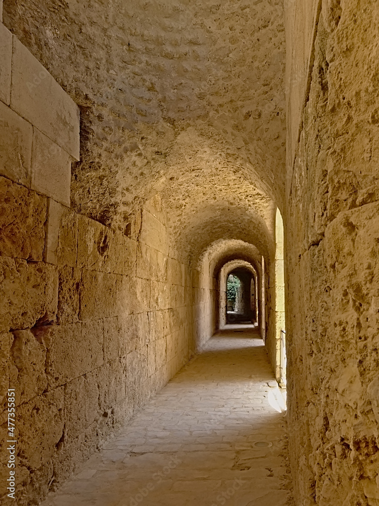 Tunnel under a roman amphitheatre at Italica, Roman city in the province of Hispania Baetica Tunnel under a roman amphitheatre at Italica, Roman city in the province of Hispania Baetica
