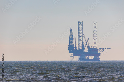 Deepwater oil platform on the open sea. Azerbaijan photo
