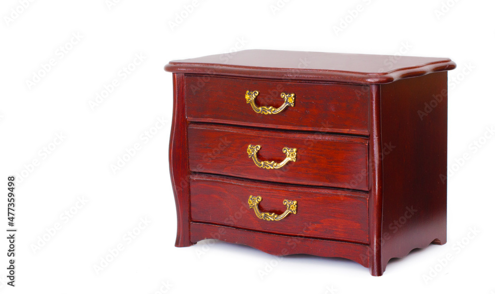Ornate wooden jewelry box with drawers on white Ornate wooden jewelry box with drawers on white