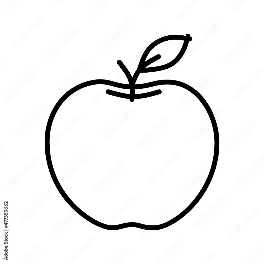 Apple, only black outline, isolated black image on white background. Vector illustration Apple, only black outline, isolated black image on white background. Vector illustration