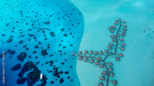 Luxury resorts in the crystal clear polynesian waters