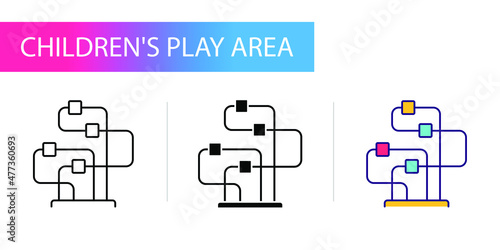 Bead maze toy, icons set (line, glyph, color)